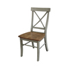 International Concepts Set of Two X-Back Chair, with Solid Wood Seat, Hickory/Stone C41-613P